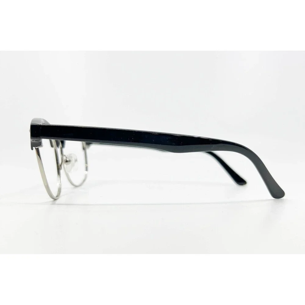 EyeBuyDirect Eyeglass Frames Unisex Black Silver Browline Coexist 49-21-142 C1